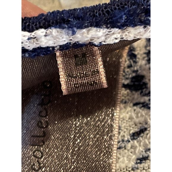 Moon Collection Semi Sheer Long Open Cardigan Fringe Blue White Beige Medium M - Picture 8 of 9